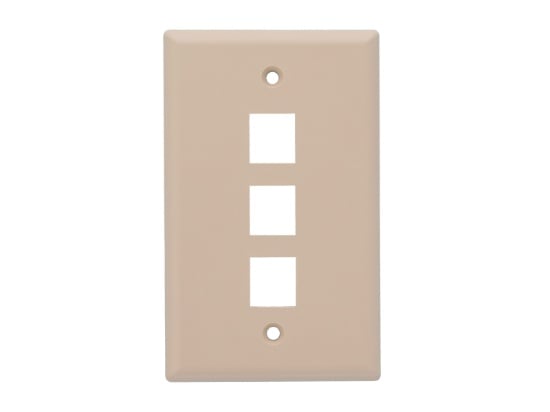 Picture of Single-Gang Keystone Wall Plate, 3-Port, Beige