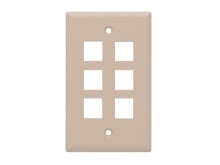 Picture of 6-Port Keystone Wall Plate, Single-Gang, Beige