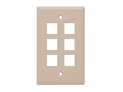 Picture of 6-Port Keystone Wall Plate, Single-Gang, Beige