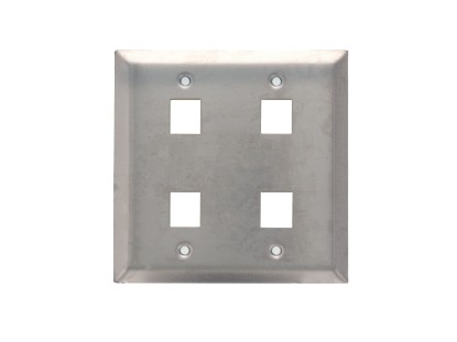 Picture of 4-Port Dual-Gang Stainless Steel Keystone Wall Plate