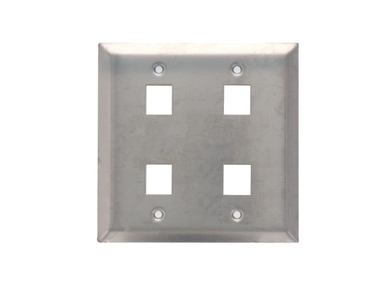 Picture of 4-Port Dual-Gang Stainless Steel Keystone Wall Plate