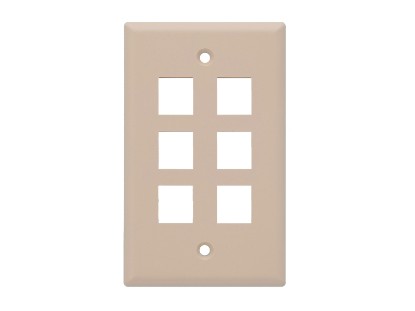 Picture of 6-Port Keystone Wall Plate, Single-Gang, Beige