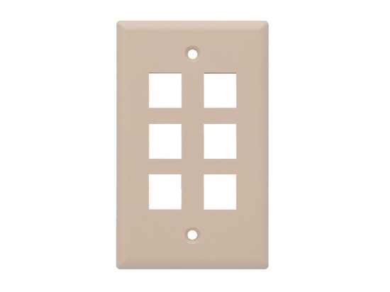 Picture of 6-Port Keystone Wall Plate, Single-Gang, Beige