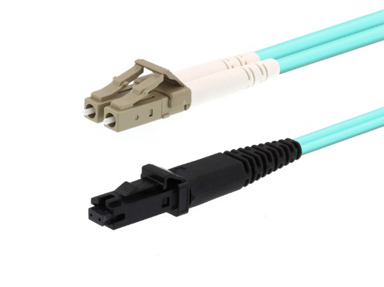 Picture of Multimode Duplex Fiber Optic Patch Cable (50/125) OM3 Aqua - Laser Opt - LC to MTRJ